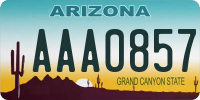 AZ license plate AAA0857