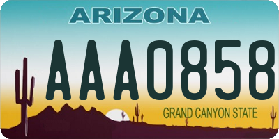 AZ license plate AAA0858