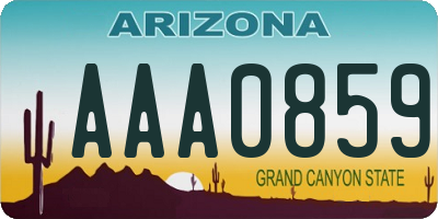 AZ license plate AAA0859