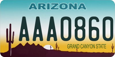 AZ license plate AAA0860