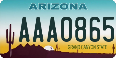 AZ license plate AAA0865