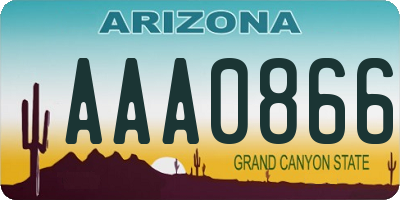 AZ license plate AAA0866