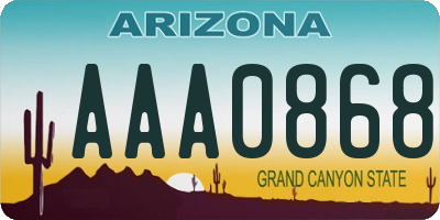 AZ license plate AAA0868