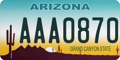 AZ license plate AAA0870