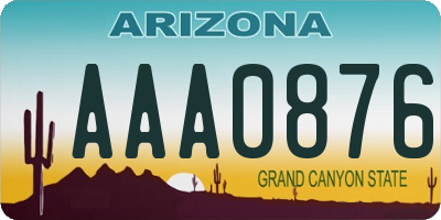 AZ license plate AAA0876