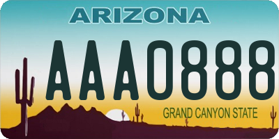 AZ license plate AAA0888