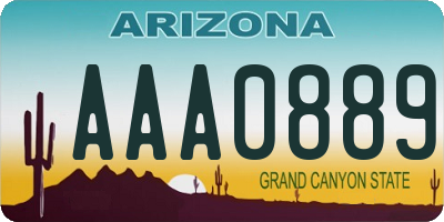 AZ license plate AAA0889