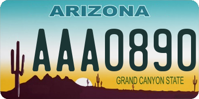 AZ license plate AAA0890