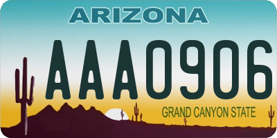 AZ license plate AAA0906