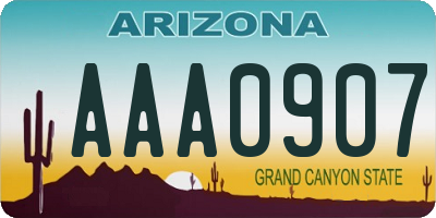 AZ license plate AAA0907