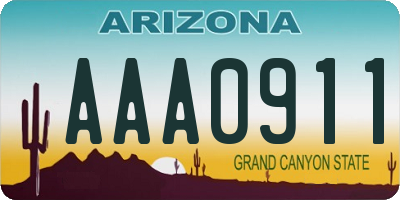 AZ license plate AAA0911