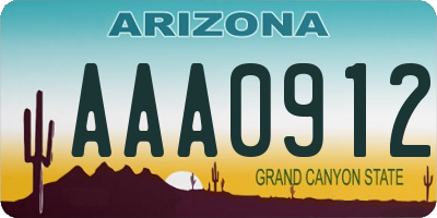 AZ license plate AAA0912