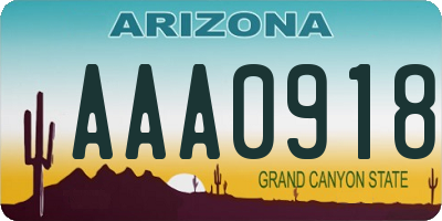 AZ license plate AAA0918