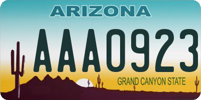 AZ license plate AAA0923