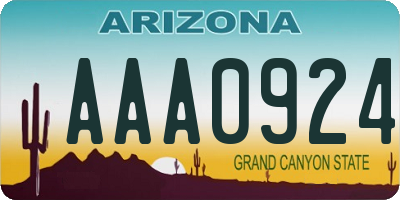 AZ license plate AAA0924