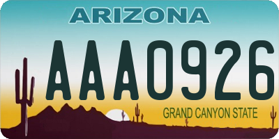 AZ license plate AAA0926