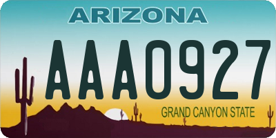 AZ license plate AAA0927