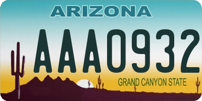 AZ license plate AAA0932