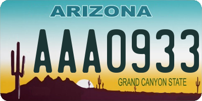 AZ license plate AAA0933