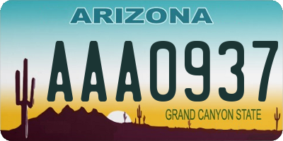 AZ license plate AAA0937