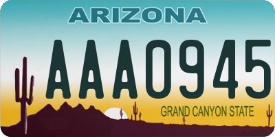 AZ license plate AAA0945