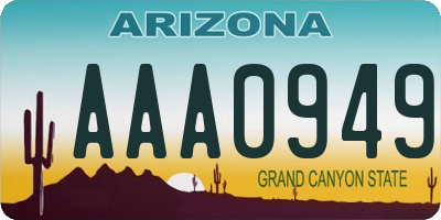 AZ license plate AAA0949