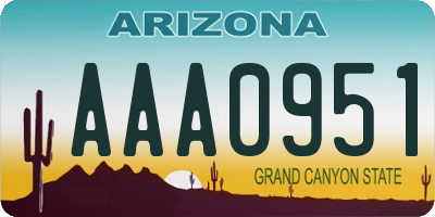 AZ license plate AAA0951