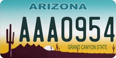 AZ license plate AAA0954