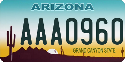 AZ license plate AAA0960