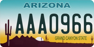 AZ license plate AAA0966