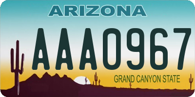 AZ license plate AAA0967