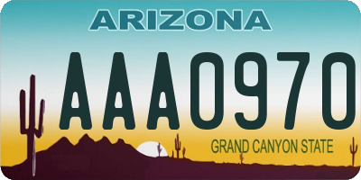 AZ license plate AAA0970