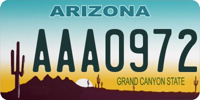 AZ license plate AAA0972