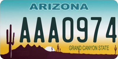 AZ license plate AAA0974