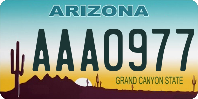 AZ license plate AAA0977