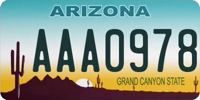 AZ license plate AAA0978