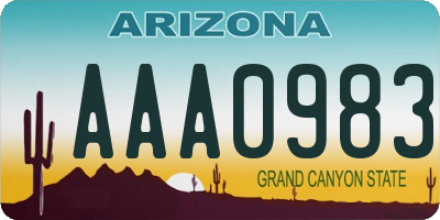 AZ license plate AAA0983