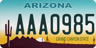 AZ license plate AAA0985