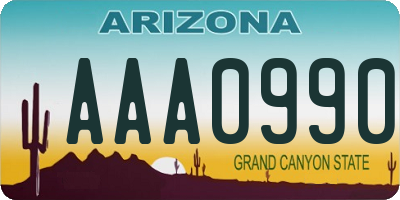 AZ license plate AAA0990