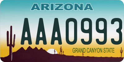 AZ license plate AAA0993