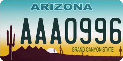 AZ license plate AAA0996