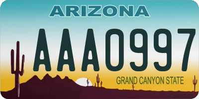 AZ license plate AAA0997