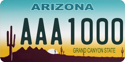 AZ license plate AAA1000