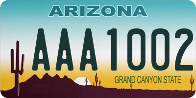 AZ license plate AAA1002