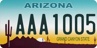 AZ license plate AAA1005