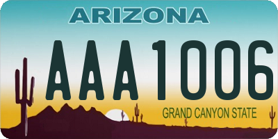 AZ license plate AAA1006