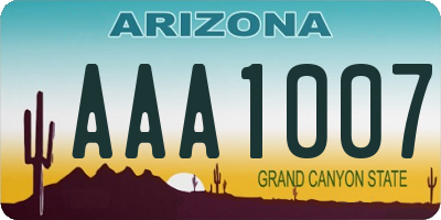 AZ license plate AAA1007