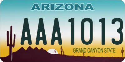 AZ license plate AAA1013