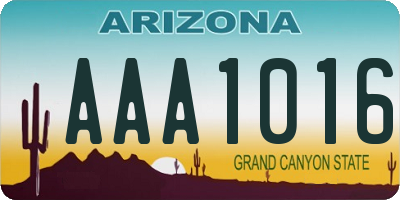 AZ license plate AAA1016