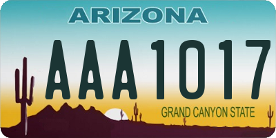 AZ license plate AAA1017